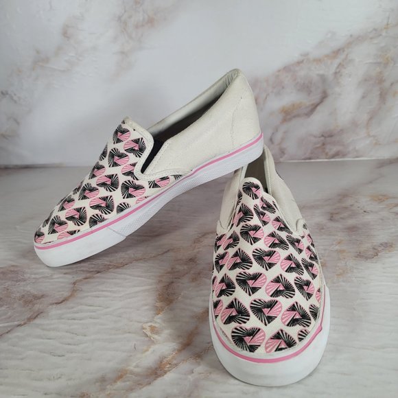 Vision Street '80s Pink Black Tattoo HYPNO HEART Slip-On Skater Canvas Shoes - Picture 5 of 10